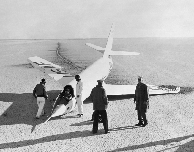 Space History Photo: X-2 with Collapsed Nose Wheel